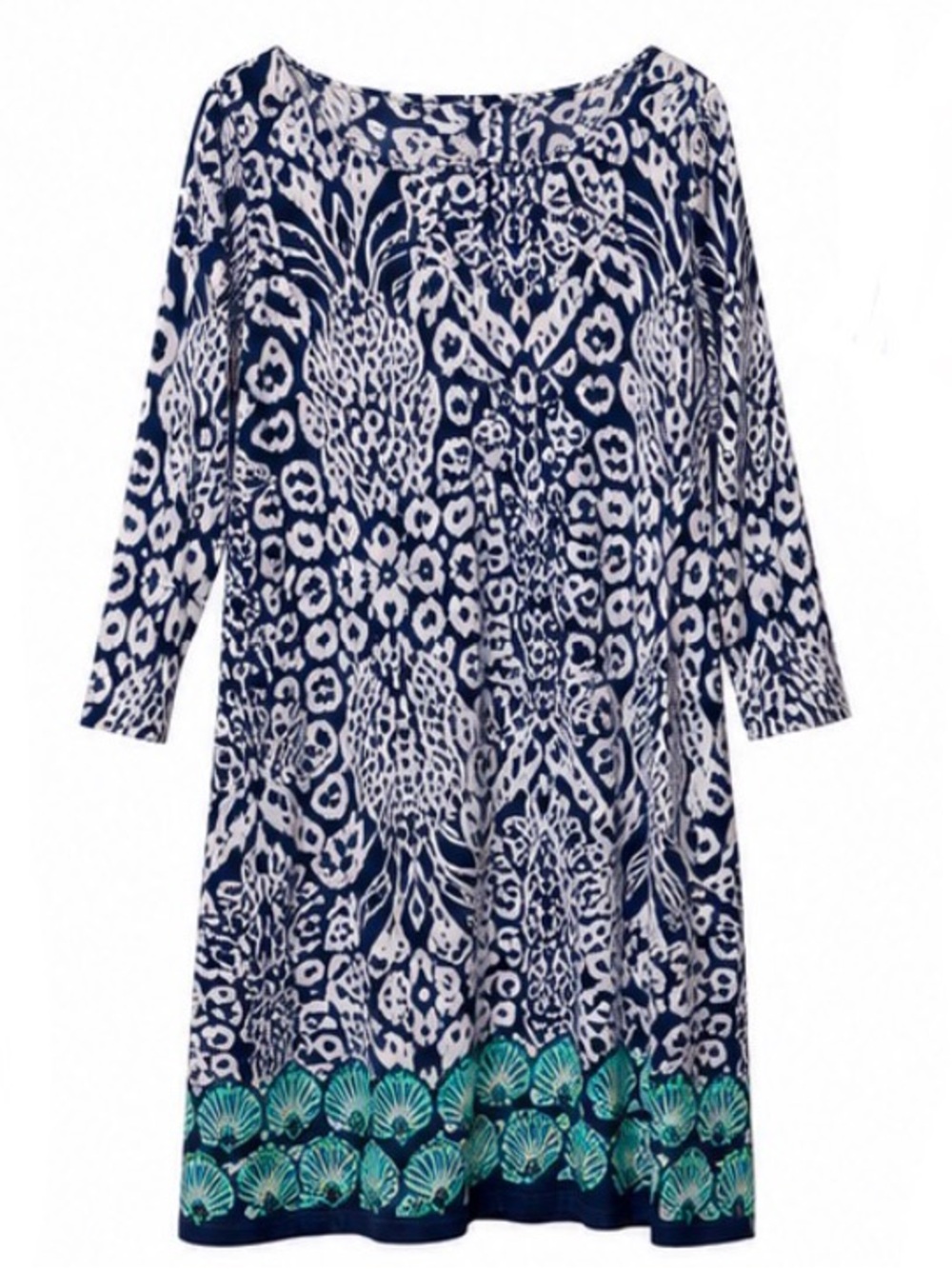 Lilly Pulitzer Navy & Teal Printed Scoop Neck Dress